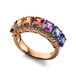 Ring 750/18K Rotgold Diamant 0.33ct. Safir 4.08ct.