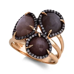 Ring 585/14K Rotgold Diamant 0.3ct. Mondstein 5.3ct.