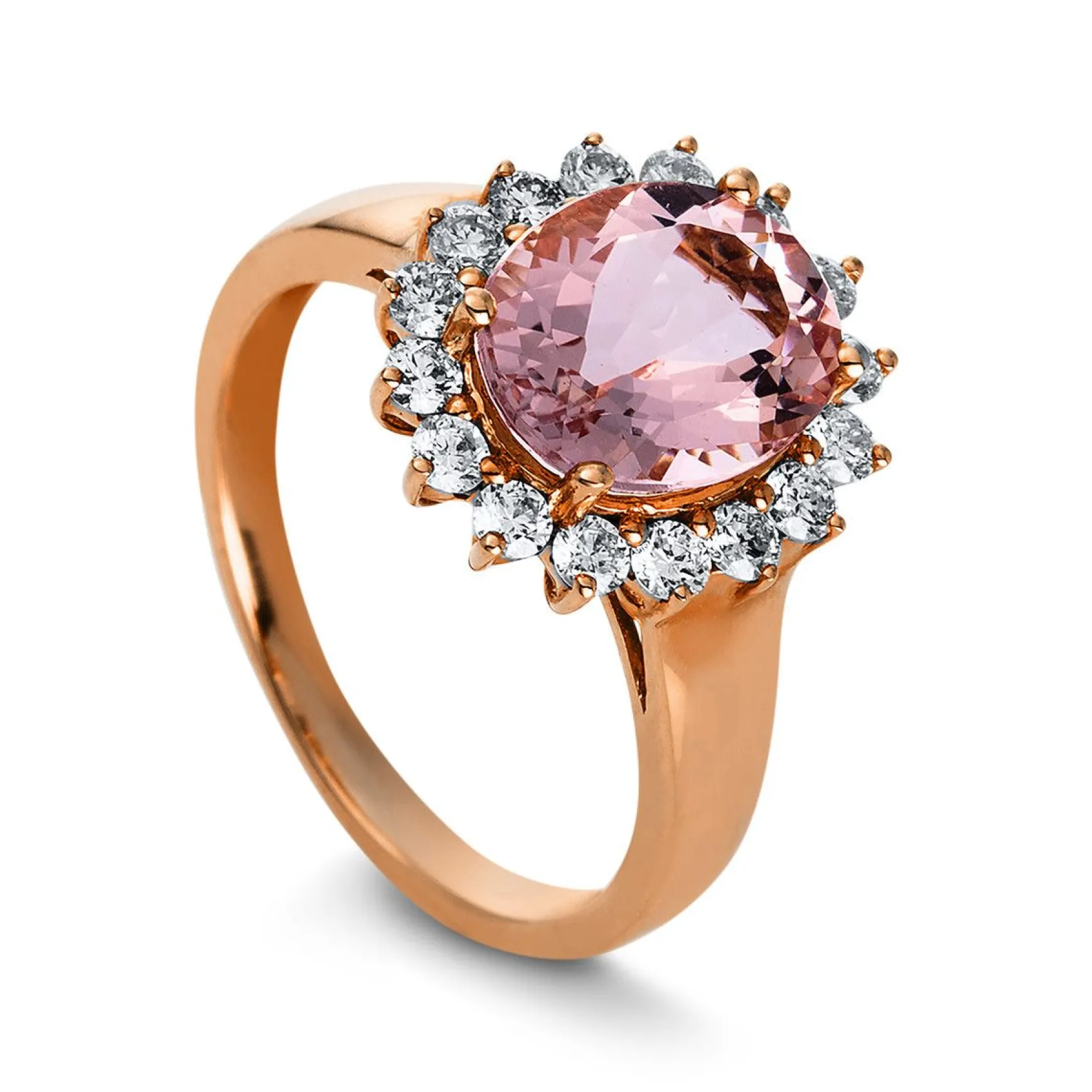 Ring 585/14K Rotgold Diamant 0.56ct. Morganit 2.53ct.