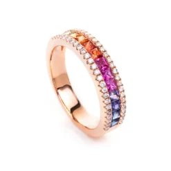 Ring 750/18K Rotgold Diamant 0.25ct. Safir 0.93ct.