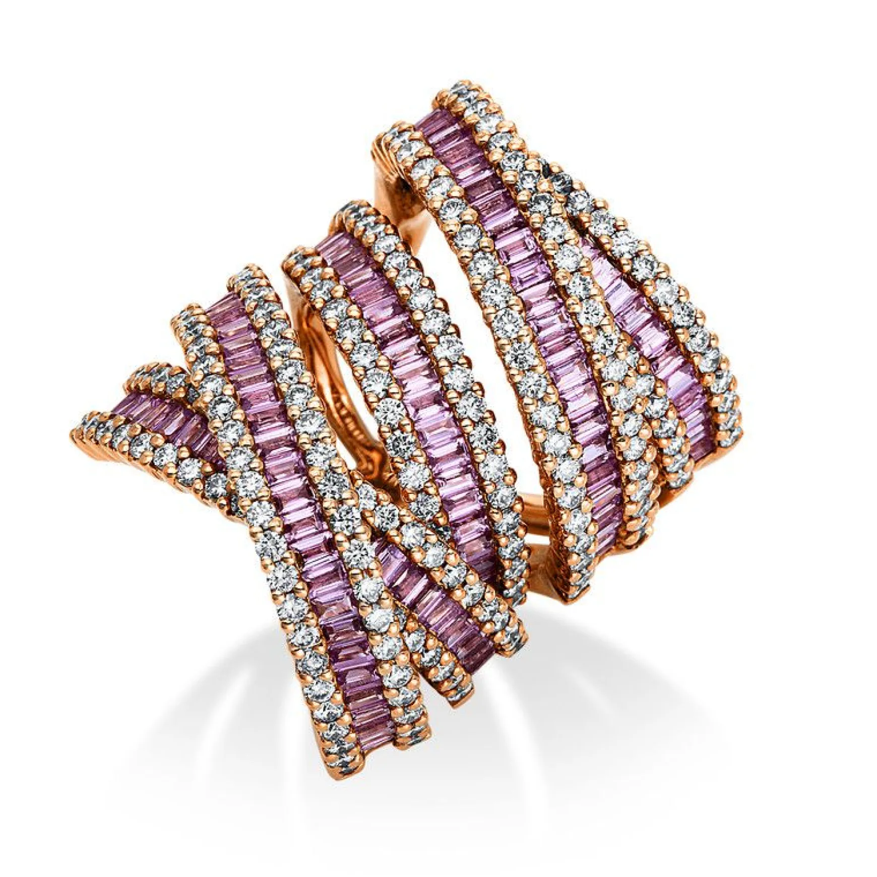 Ring 750/18K Rotgold Diamant 3.01ct. Safir 5.1ct.