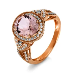 Ring 417/10K Rotgold Diamant 0.4ct. Morganit 2.29ct.