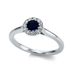 Ring 750/18K Weissgold Diamant 0.15ct. Safir 0.45ct.