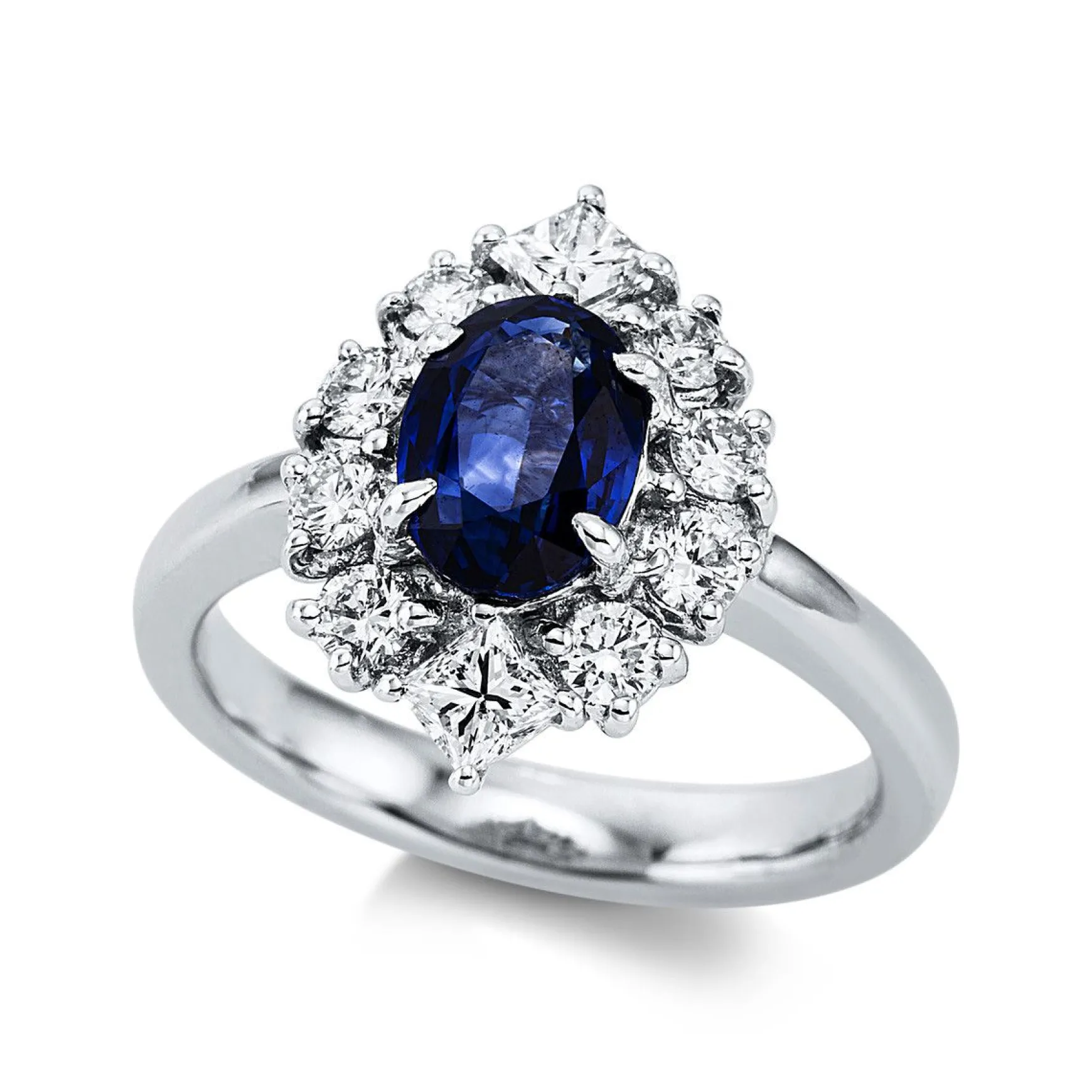 Ring 750/18K Weissgold Diamant 0.93ct. Safir 1.8ct.