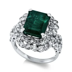 Ring 750/18K Weissgold Diamant 2.12ct. Smaragd 5.75ct.
