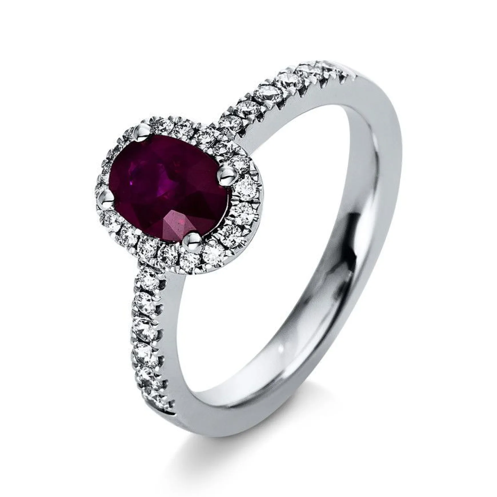 Ring 750/18K Weissgold Diamant 0.32ct. Rubin 1.13ct.