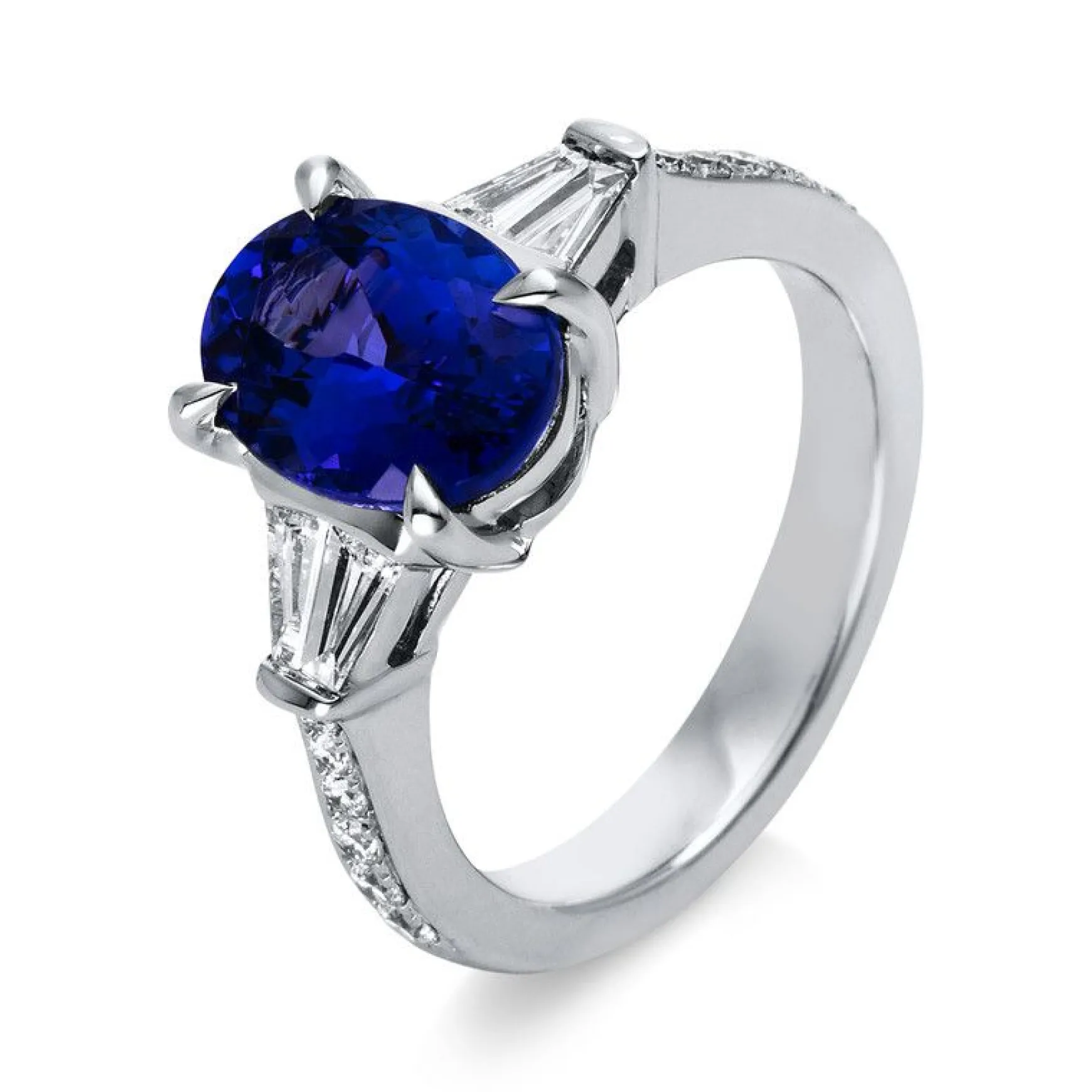 Ring 750/18K Weissgold Diamant 0.48ct. Tansanit 3.05ct.