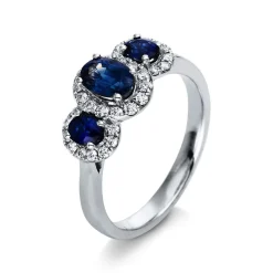 Ring 750/18K Weissgold Diamant 0.25ct. Safir 1.18ct.