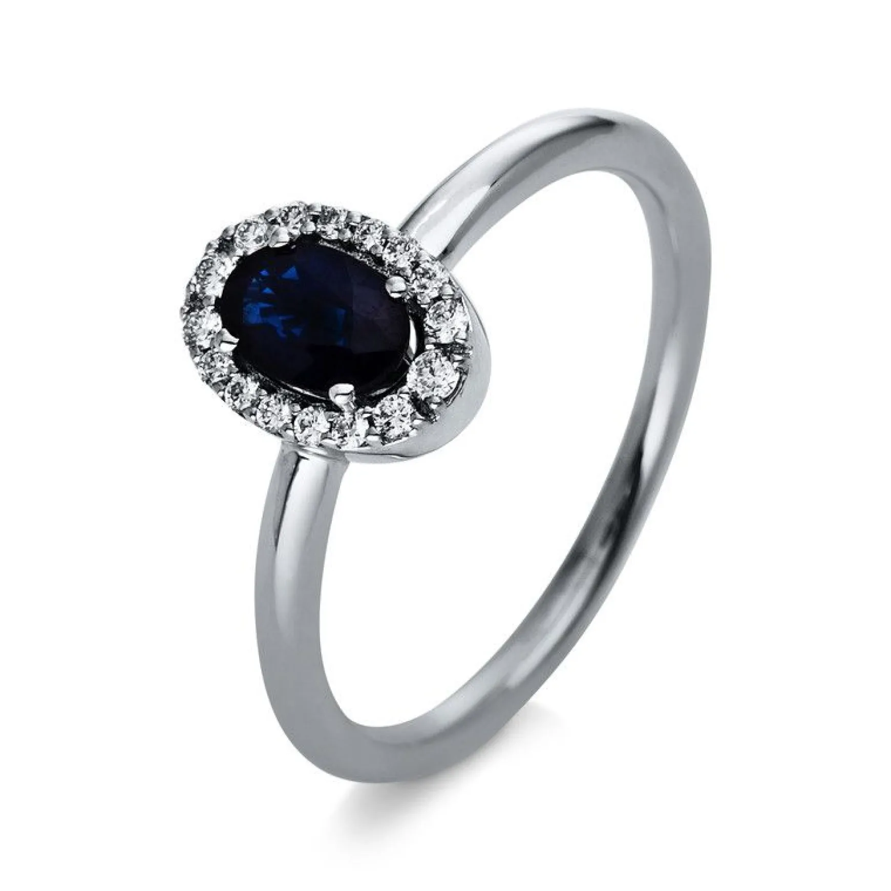 Ring 750/18K Weissgold Diamant 0.12ct. Safir 0.58ct.