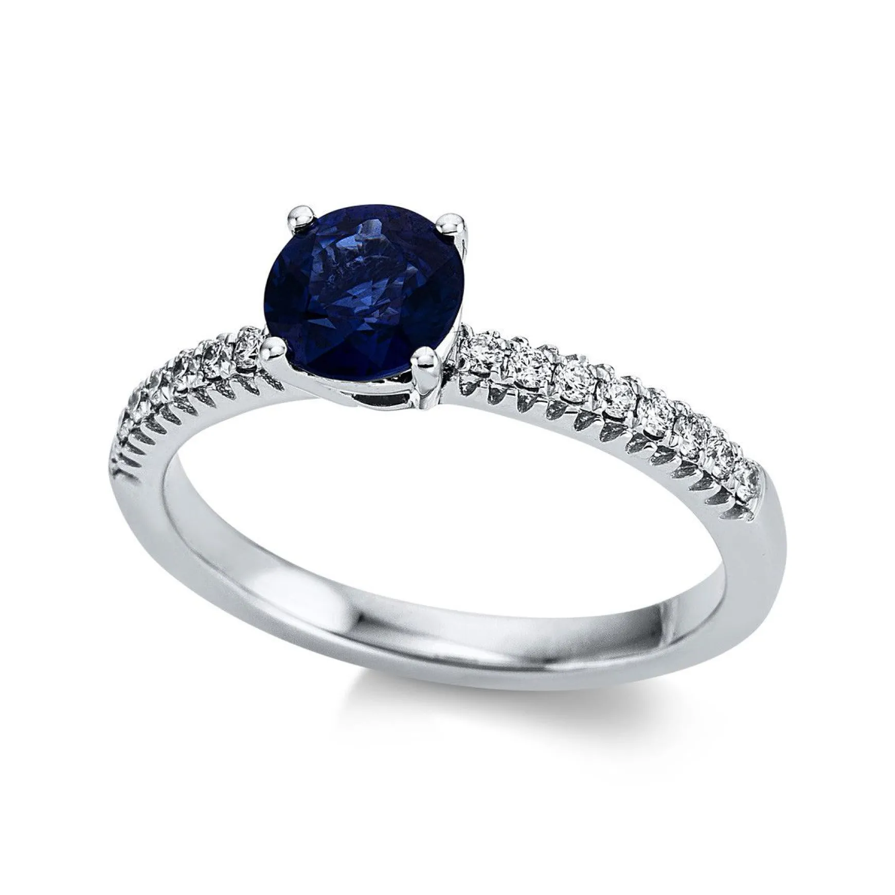 Ring 750/18K Weissgold Diamant 0.16ct. Safir 1.05ct.