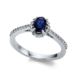 Ring 750/18K Weissgold Diamant 0.24ct. Safir 0.49ct.