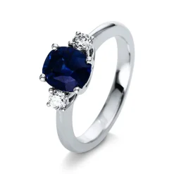 Ring 750/18K Weissgold Diamant 0.23ct. Safir 1.88ct.