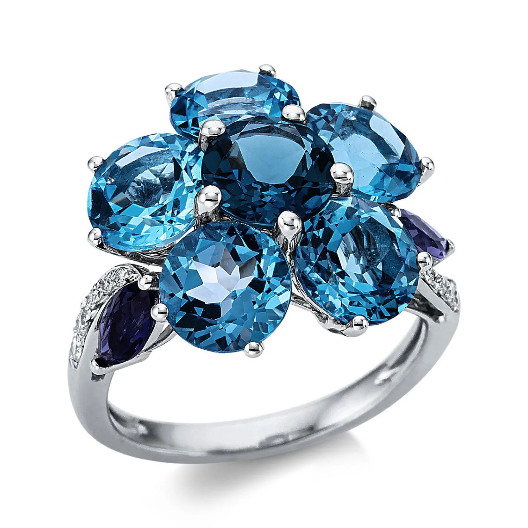 Ring 750/18K Weissgold Diamant 0.12ct. Topas 9.2ct.