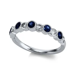 Ring 750/18K Weissgold Diamant 0.22ct. Safir 0.42ct.