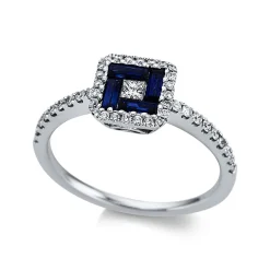 Ring 750/18K Weissgold Diamant 0.26ct. Safir 0.35ct.