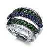 Ring 750/18K Weissgold Diamant 0.44ct. Safir 0.58ct. Tsavorith 0.88ct.