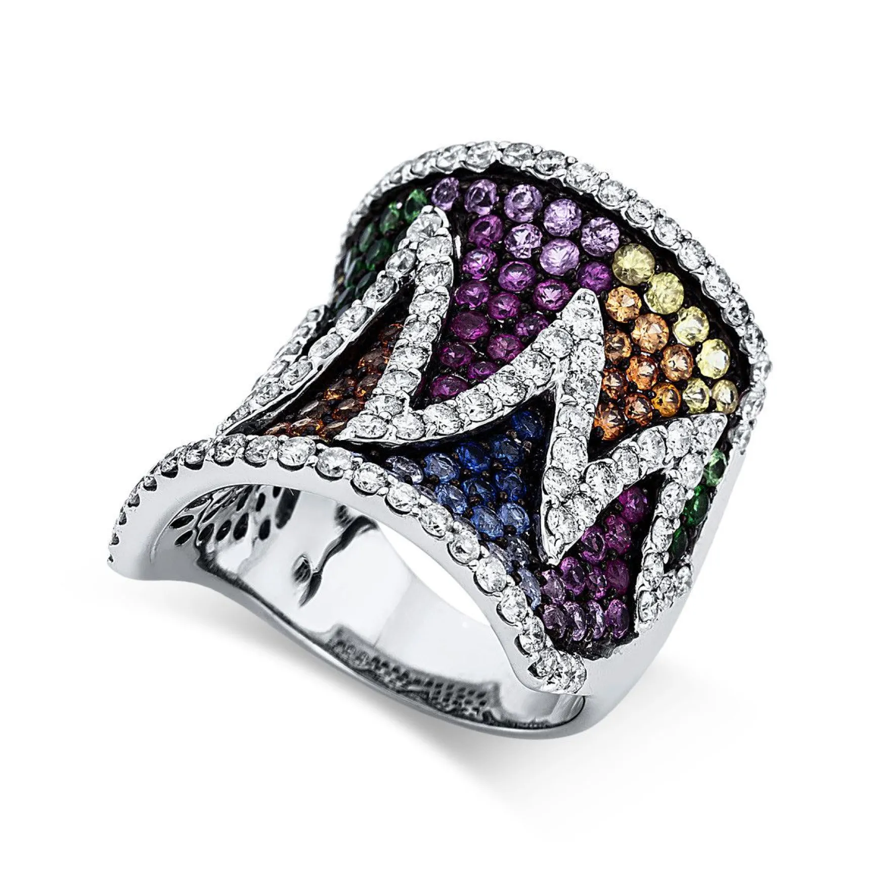 Ring 750/18K Weissgold Diamant 1.86ct. Safir 3.24ct.