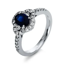 Ring 750/18K Weissgold Diamant 0.44ct. Safir 0.96ct.