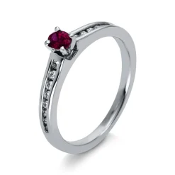Ring 750/18K Weissgold Diamant 0.16ct. Rubin 0.38ct.