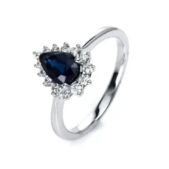 Ring 750/18K Weissgold Diamant 0.23ct. Safir 1.08ct.