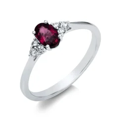 Ring 750/18K Weissgold Diamant 0.09ct. Rubin 0.49ct.