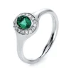 Ring 750/18K Weissgold Diamant 0.09ct. Smaragd 0.48ct.