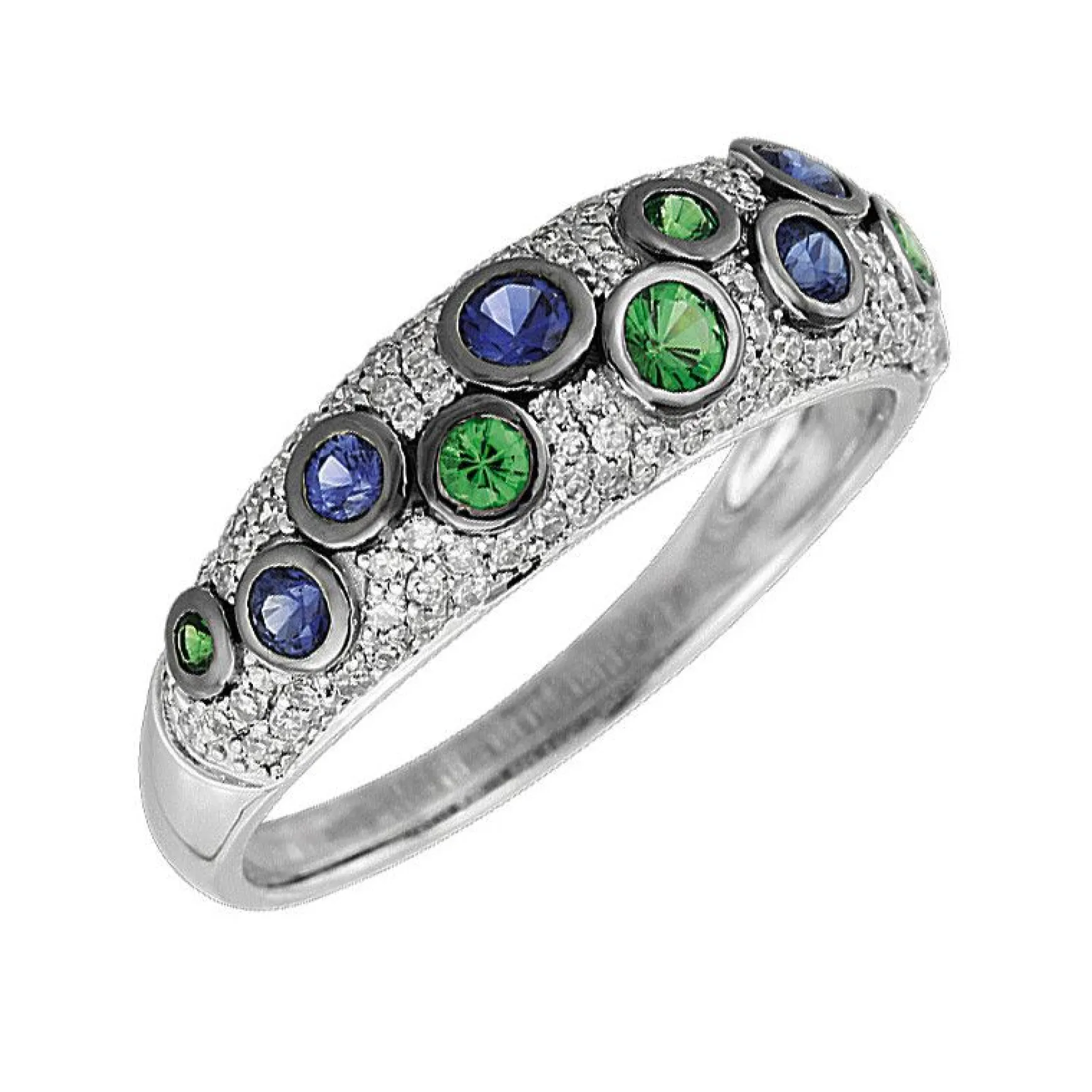 Ring 585/14K Weissgold Diamant 0.31ct. Safir 0.45ct.