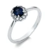 Ring 750/18K Weissgold Diamant 0.14ct. Safir 0.5ct.