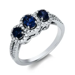 Ring 750/18K Weissgold Diamant 0.23ct. Safir 1.01ct.