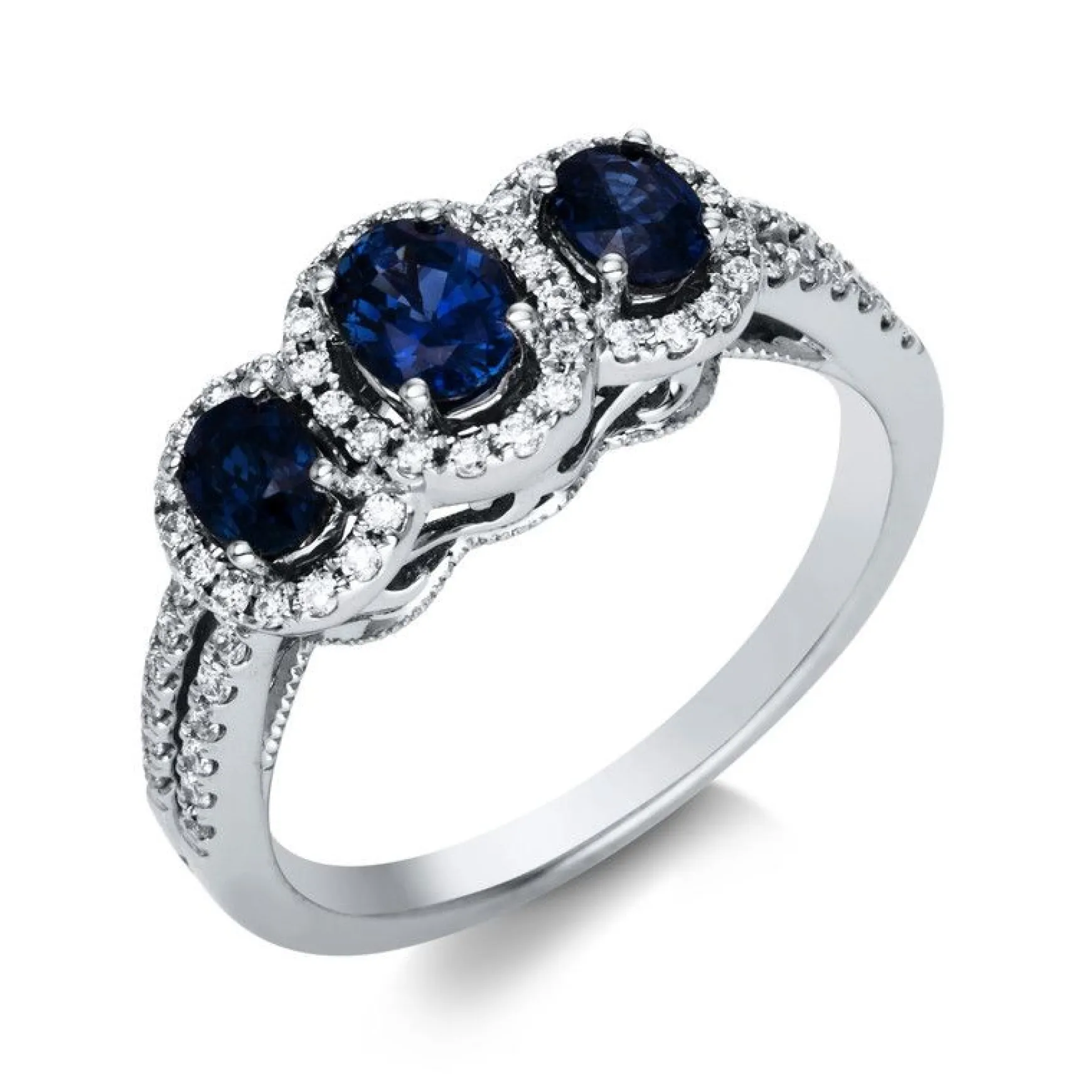 Ring 750/18K Weissgold Diamant 0.23ct. Safir 1.01ct.