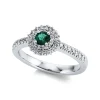 Ring 750/18K Weissgold Diamant 0.36ct. Smaragd 0.21ct.