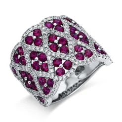 Ring 750/18K Weissgold Diamant 1.1ct. Rubin 3.05ct.