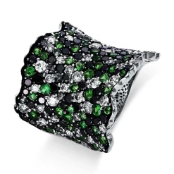 Ring 750/18K Weissgold Diamant 3.1ct. Tsavorith 2.22ct.