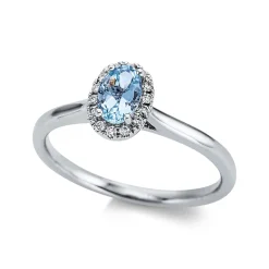 Ring 750/18K Weissgold Diamant 0.07ct. Aquamarin 0.44ct.