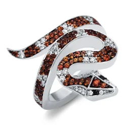 Ring 750/18K Weissgold Schlange Diamant 0.29ct. Safir 0.79ct.