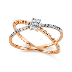 Ring 750/18K Weissgold/Rotgold Diamant 0.23ct.