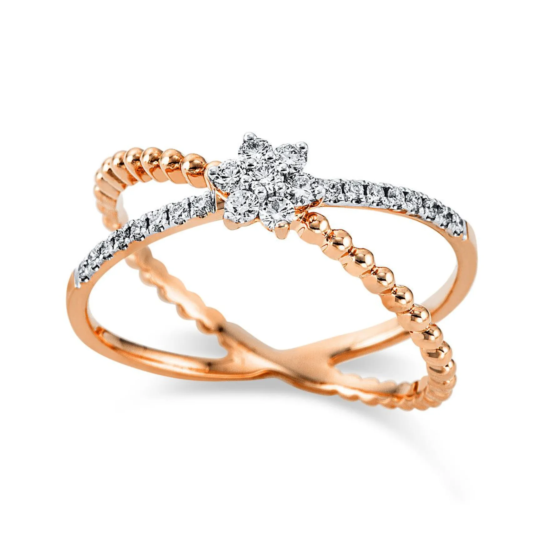 Ring 750/18K Weissgold/Rotgold Diamant 0.23ct.