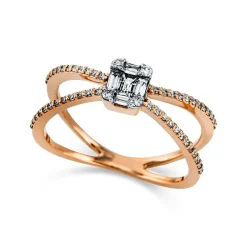 Ring 750/18K Weissgold/Rotgold Diamant 0.31ct.