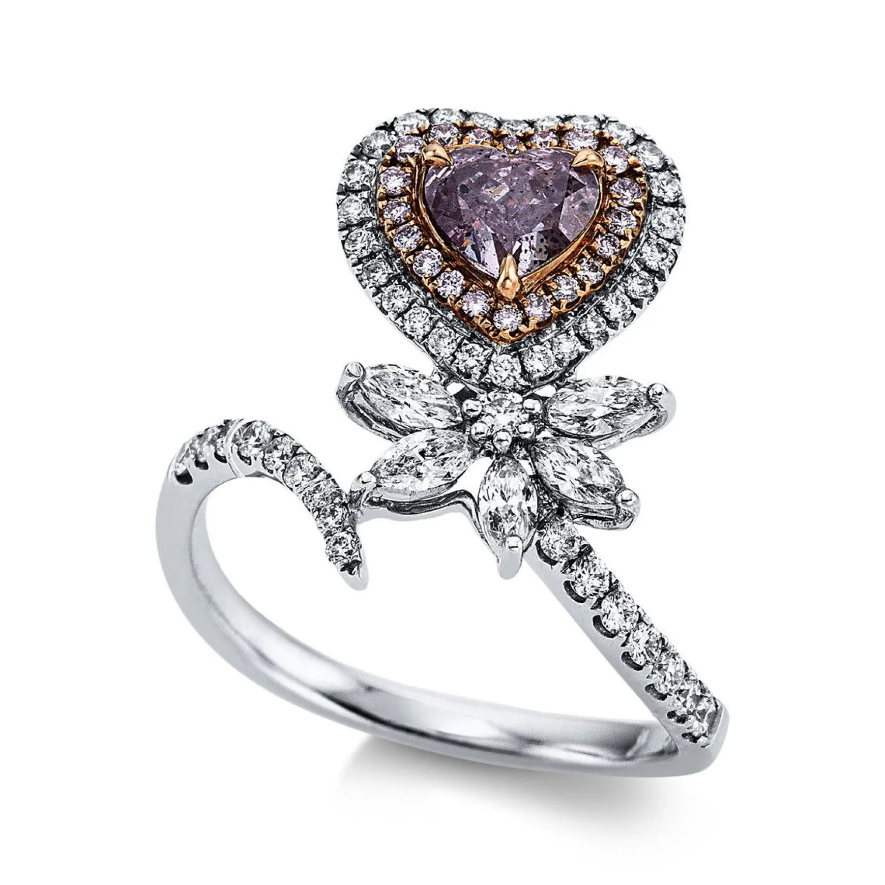 Ring 750/18K Weissgold/Rotgold Diamant 1.19ct.