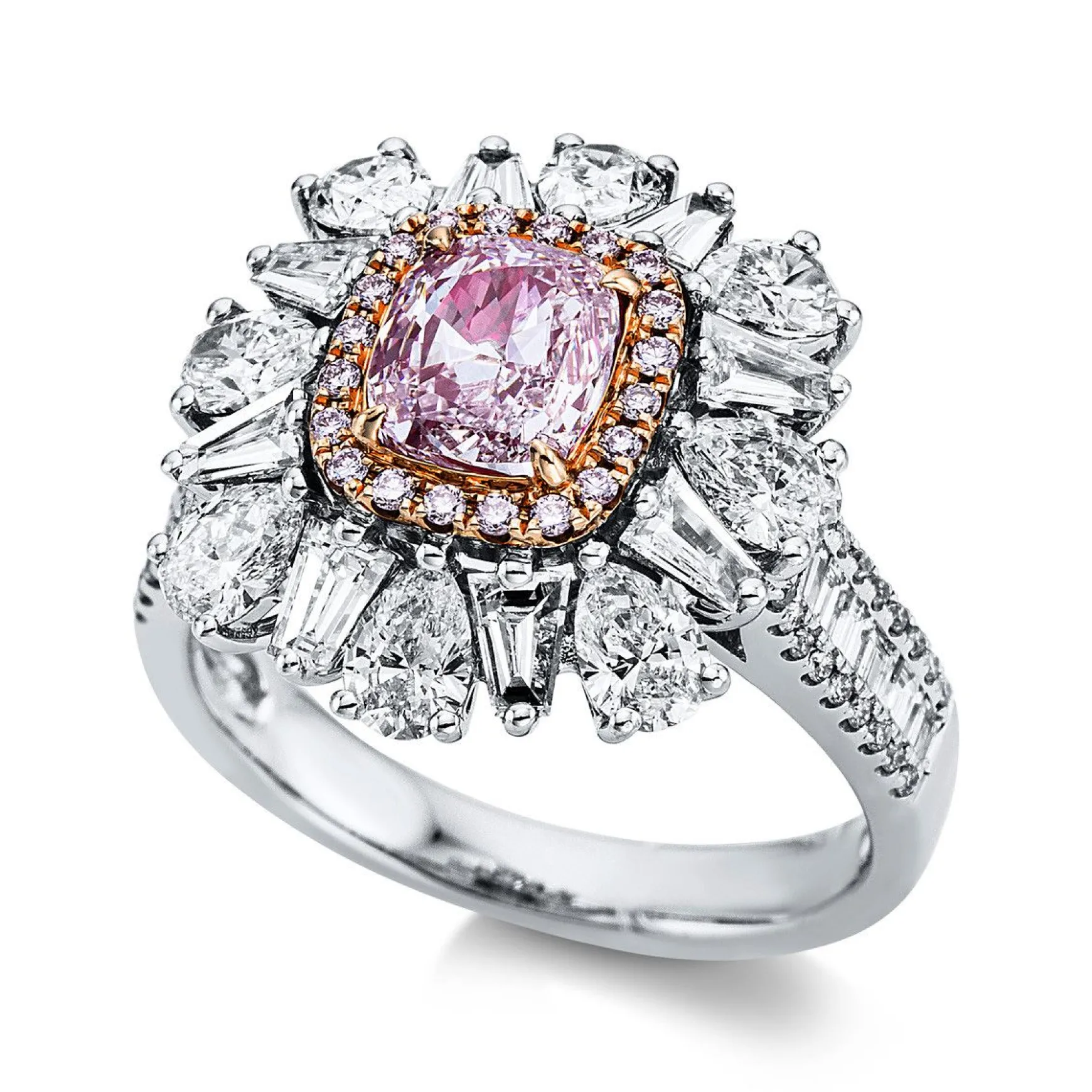 Ring 750/18K Weissgold/Rotgold Diamant 2.91ct.