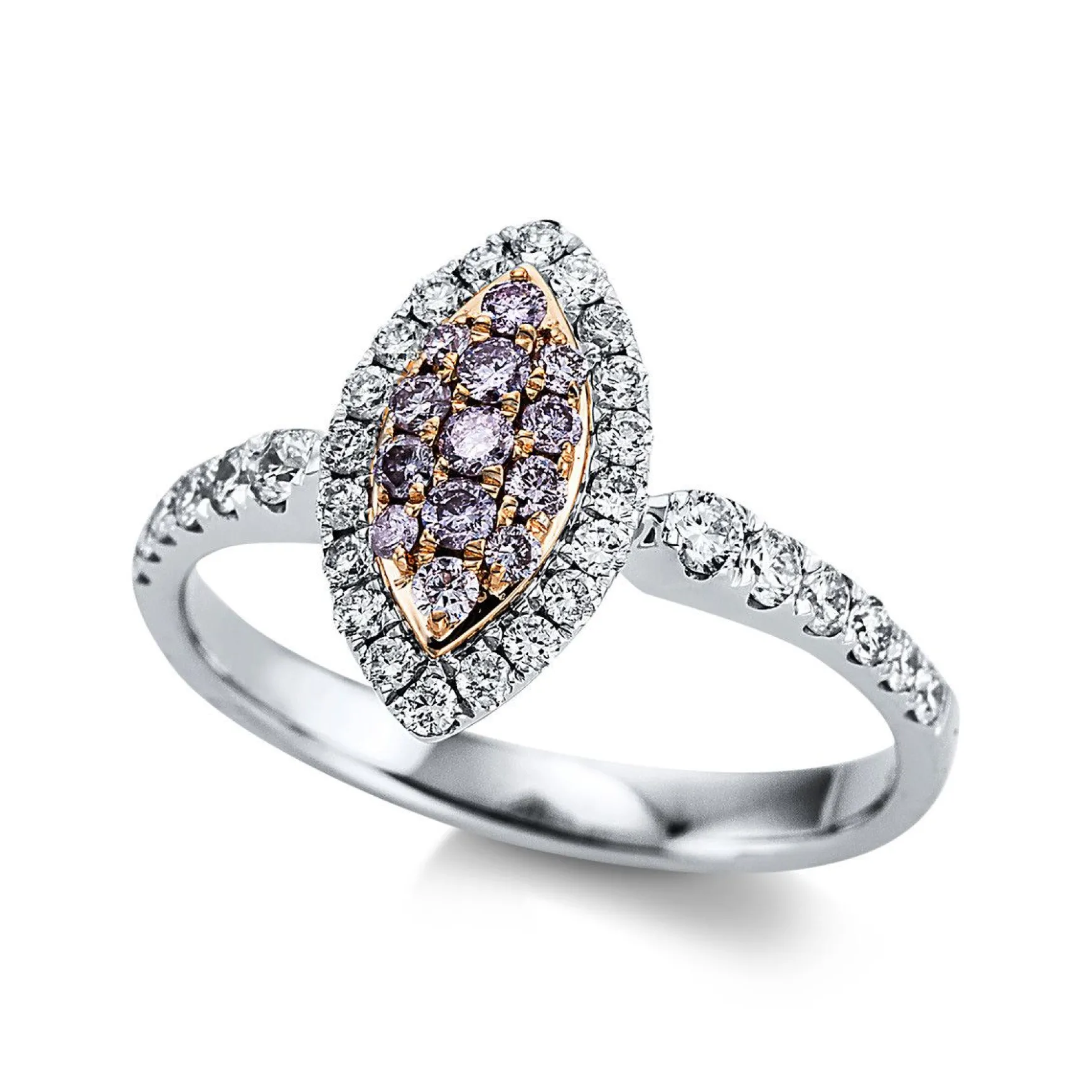 Ring 750/18K Weissgold/Rotgold Diamant 0.64ct.