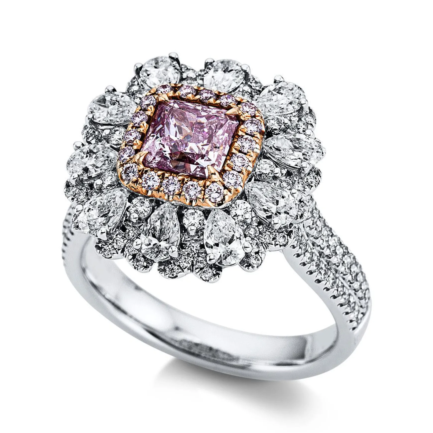 Ring 750/18K Weissgold/Rotgold Diamant 2.49ct.