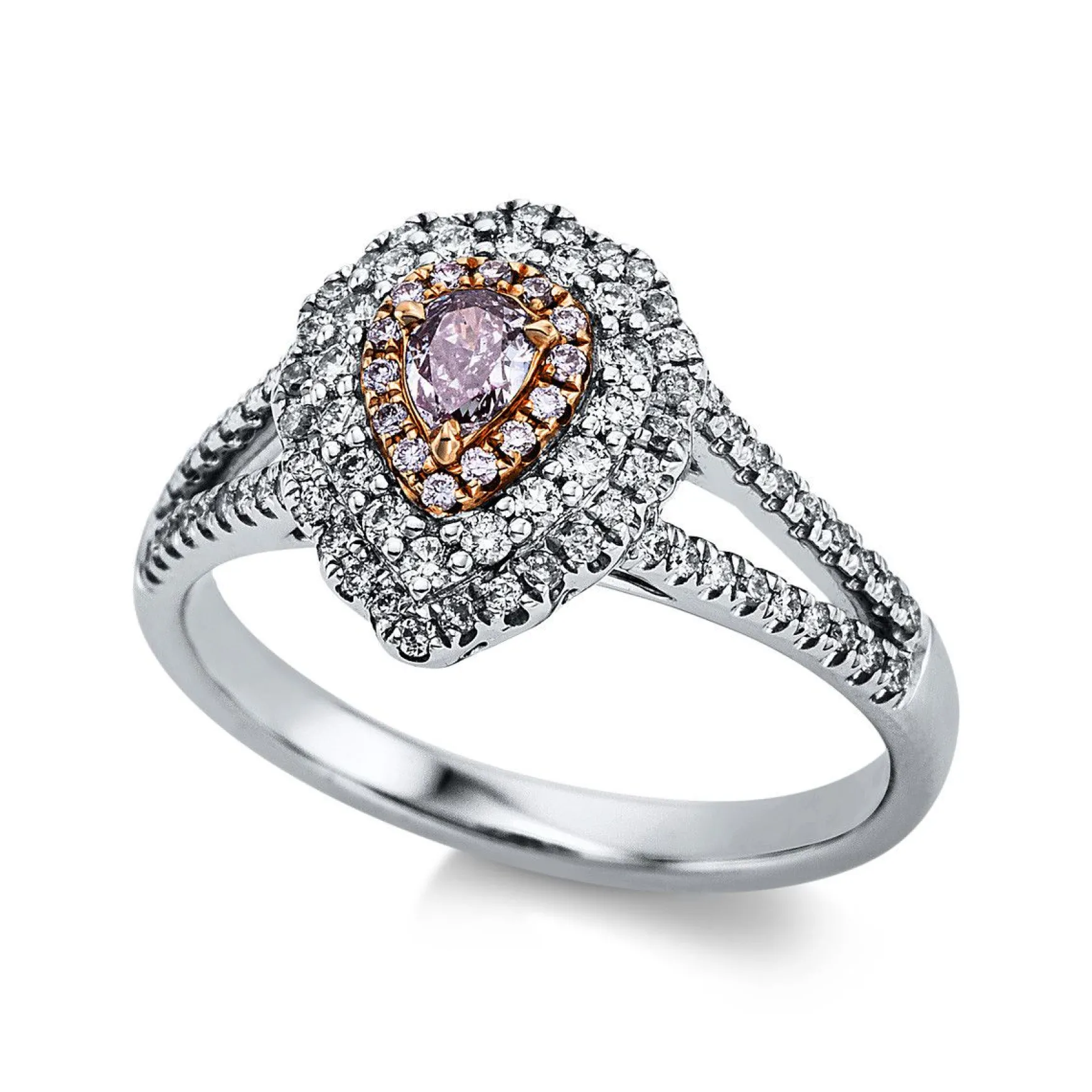 Ring 750/18K Weissgold/Rotgold Diamant 0.51ct.