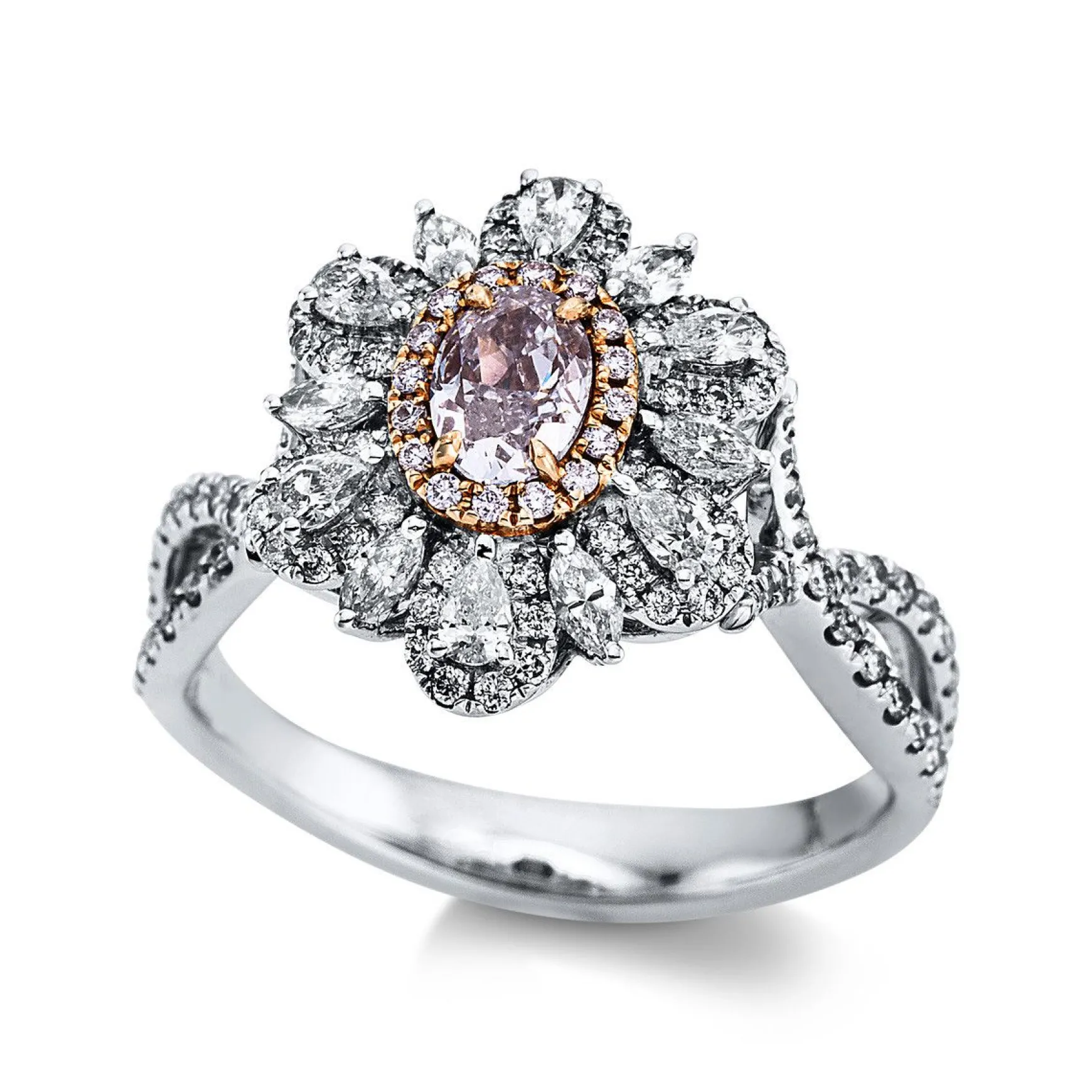 Ring 750/18K Weissgold/Rotgold Diamant 1.23ct.