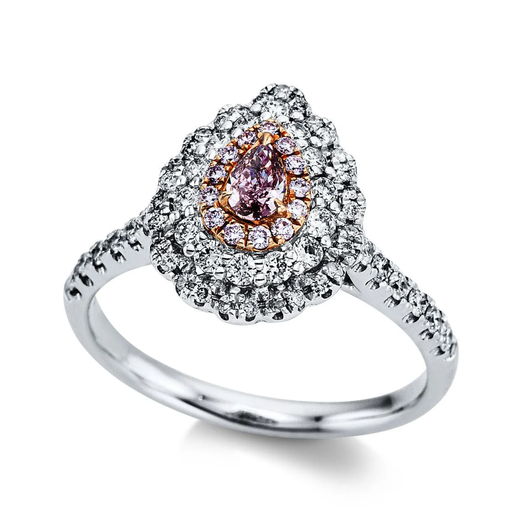 Ring 750/18K Weissgold/Rotgold Diamant 0.55ct.