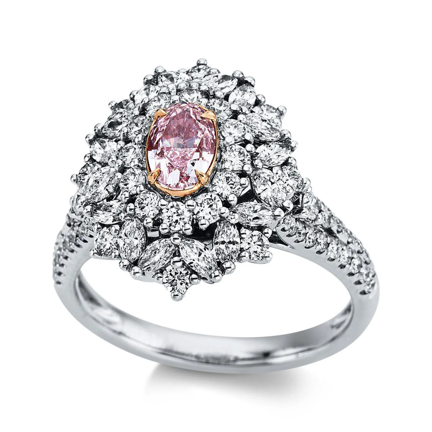 Ring 750/18K Weissgold/Rotgold Diamant 1.76ct.