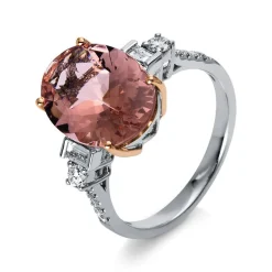 Ring 585/14K Weissgold/Rotgold Diamant 0.33ct. Morganit 4.91ct.