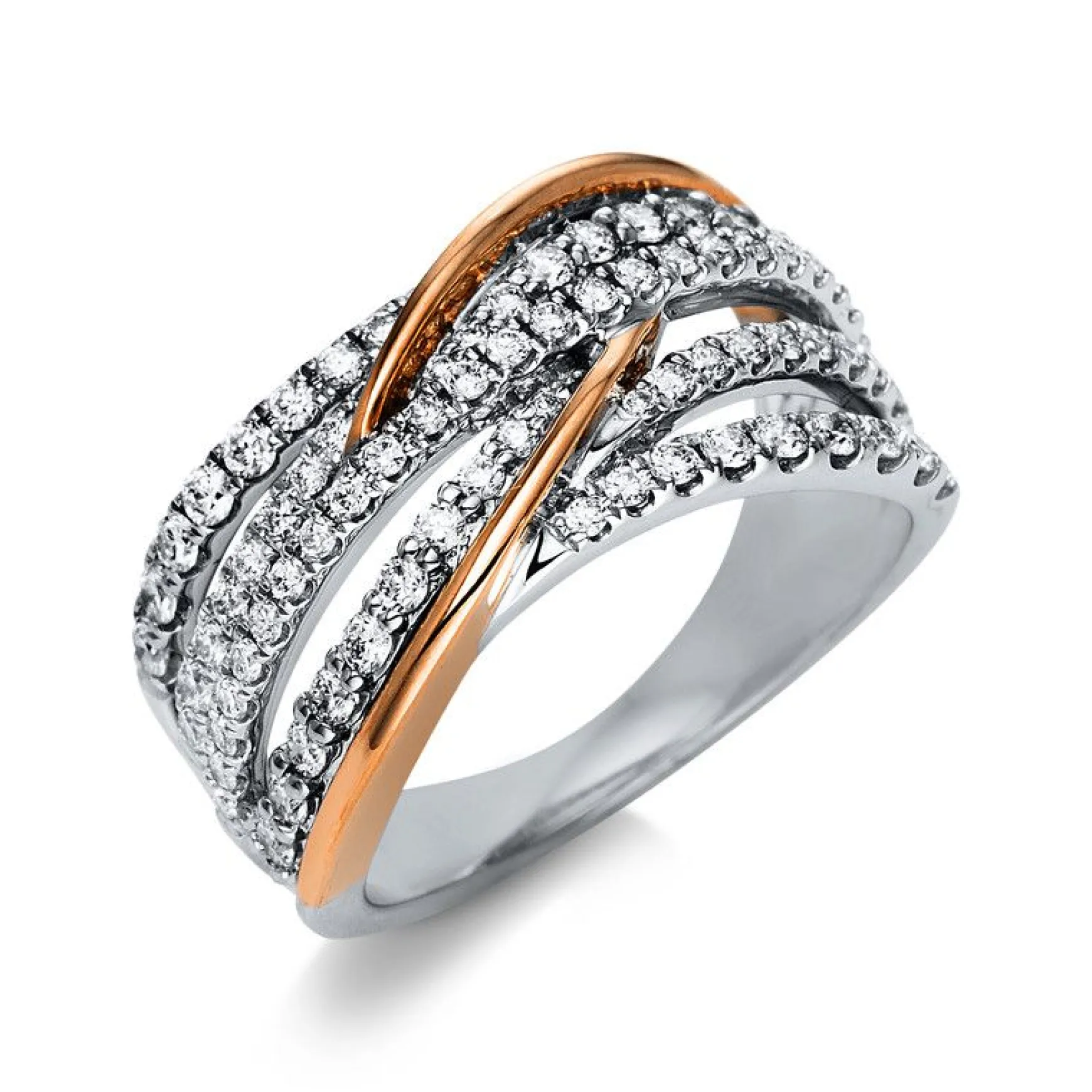 Ring 750/18K Weissgold/Rotgold Diamant 0.77ct.