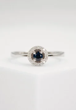 Ring Weissgold 750 Diamant 0.096ct. Saphir 0.26ct.