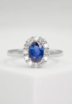 Ring Weissgold 750 Diamant 0.40ct. Saphir 0.88ct.